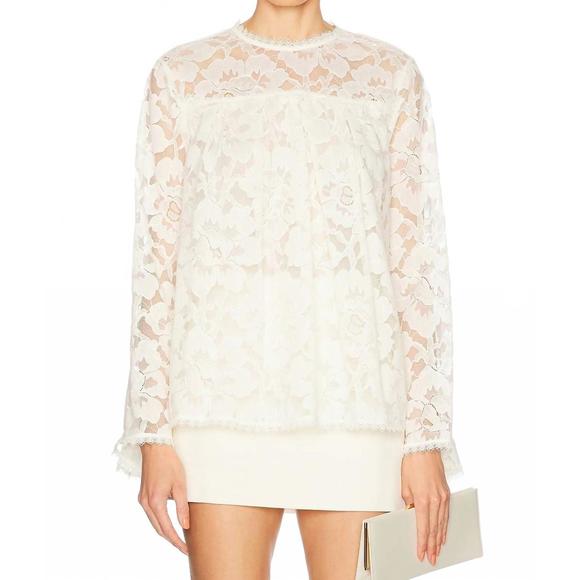 NEW ZIMMERMANN illuminate lace gathered top in cream - Picture 1 of 5